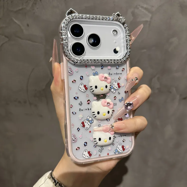 新款简约透明立体KT猫适用于iPhone17pro手机壳苹果16防摔15小众1