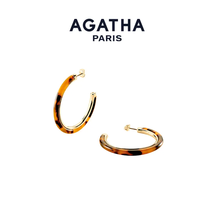 AGATHA  明星同款玳瑁色耳环大C弧复古新年礼物SC