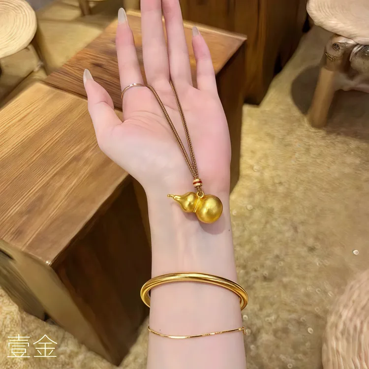 铜合金项链 新中式小葫芦吊坠实心王嘉尔同款项链2025轻奢高级感