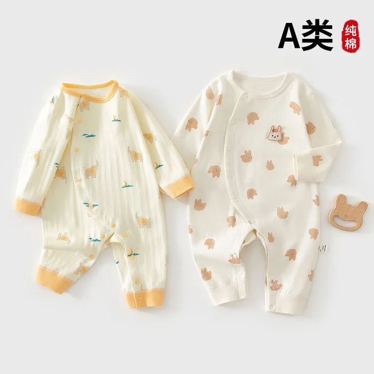 婴儿连体衣类纯棉春秋哈衣0-3初生儿和尚服新生儿宝宝空调衣服装