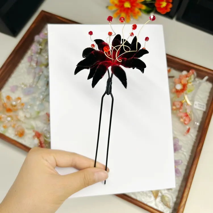 绒花3号彼岸花黑红胖绒款