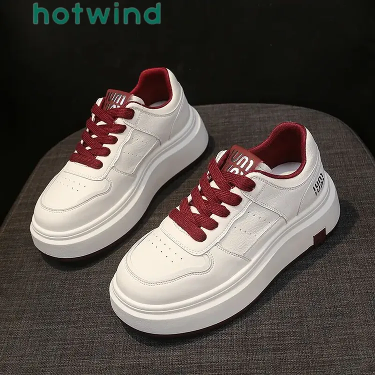 热风冬新款5公分真皮厚底板鞋2024软底百搭运动休闲学生女款韩版