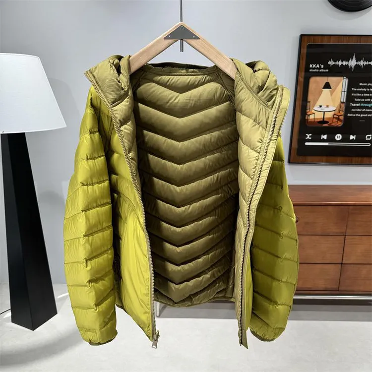 男士冬季高品质90鹅绒连帽外套保暖上衣时尚百搭双面穿轻薄羽绒服