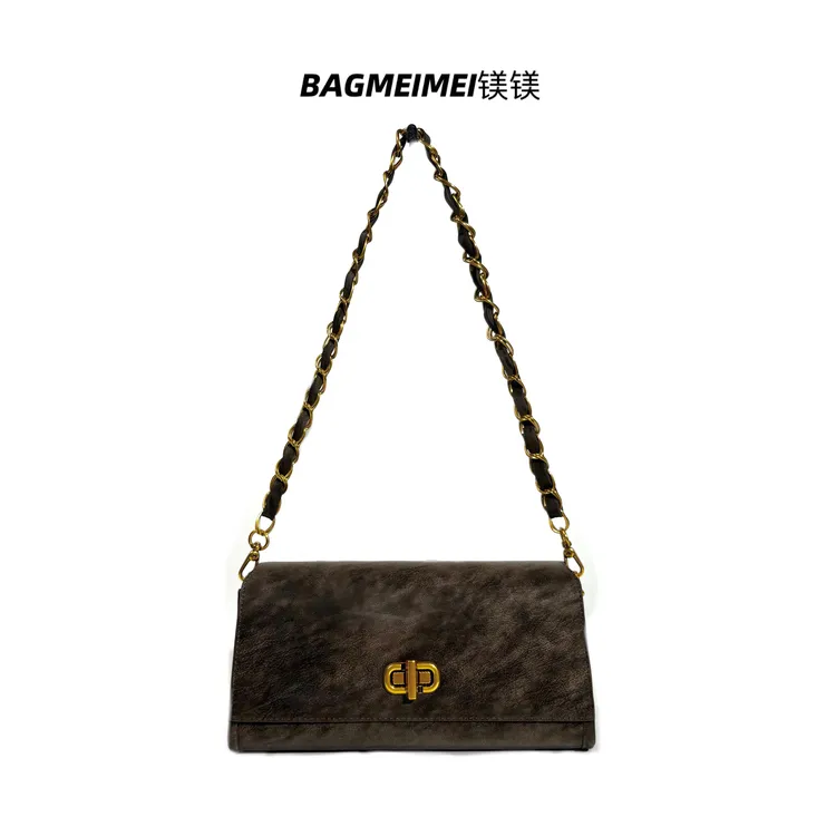 【镁镁皮具高端珠光系列】5851-2邮差包法棍包链条包腋下包斜挎包