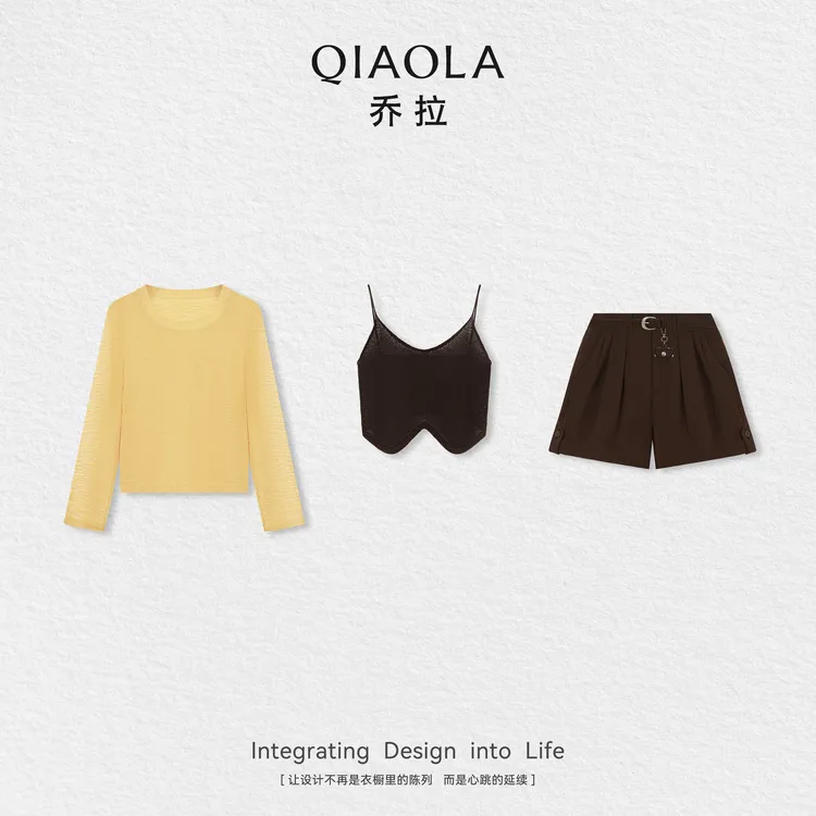 QIAOLA/乔拉【日光绚丽】秋季超爽竹节麻纱线上衣梭织斜纹裤子预售