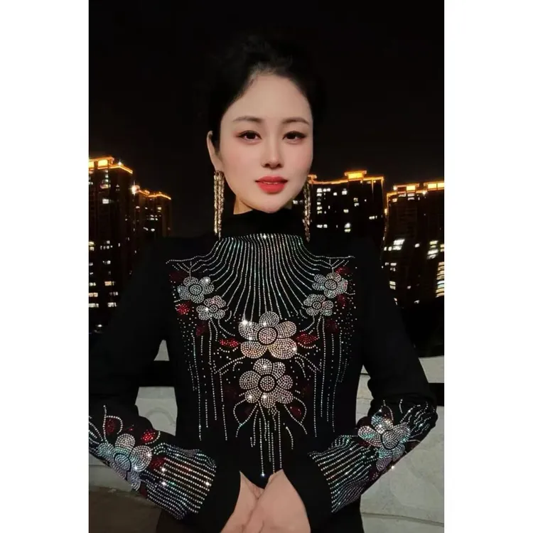 【爆款830#加绒】打底衫女内搭秋冬时尚烫钻上衣修身显瘦