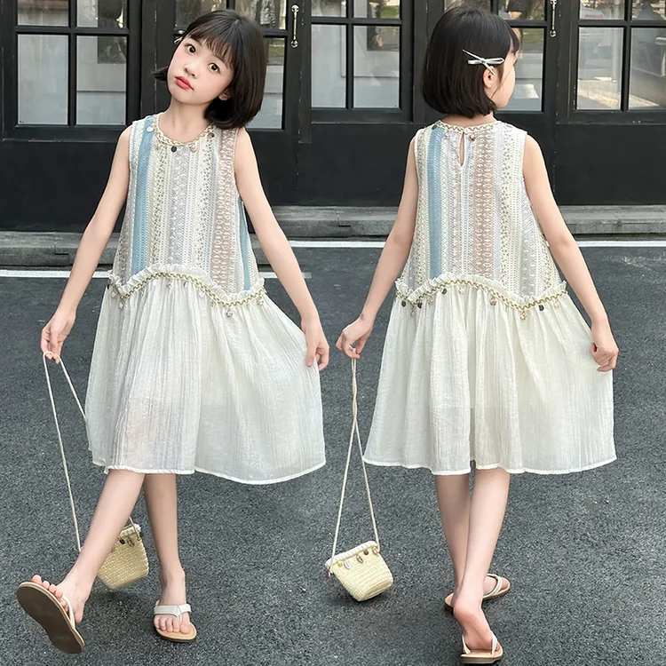 女童连衣裙2025夏季新款女宝宝时尚波西米亚风无袖洋气夏装公主裙