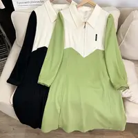 断码捡漏~~sweet甜酒的感觉~设计感POLO领遮肚气质连衣裙2226-X