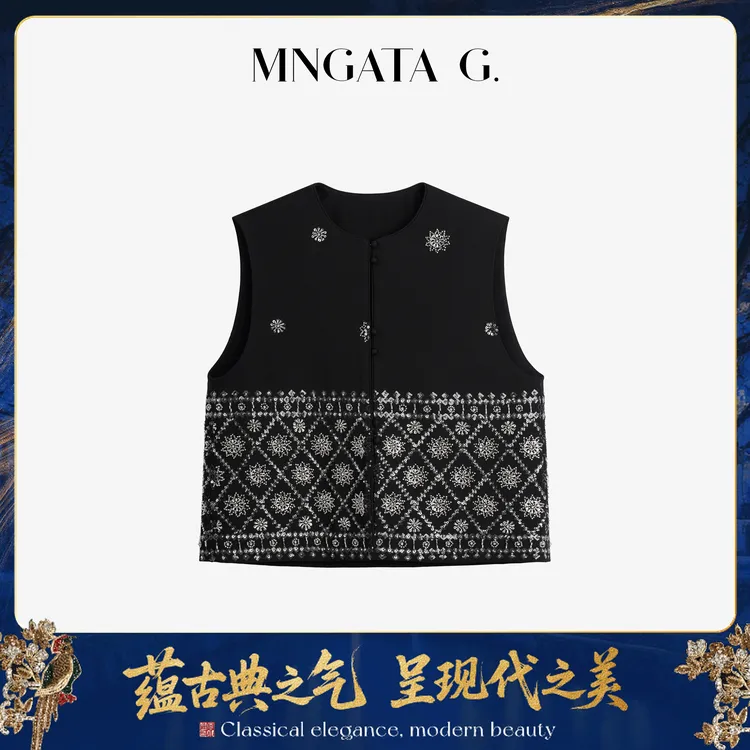 MNGATA G.宫小妍【璀璨莲花】新中式中国风休闲百搭秋冬马甲5022555