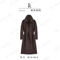 【容雨RYHOME】极简翻领中长款收腰抽绳风衣外套253W2477