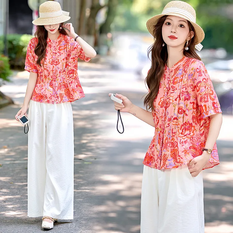 夏季女装两件套套装妈妈装40-50岁洋气时髦新款高档45-55母亲高贵