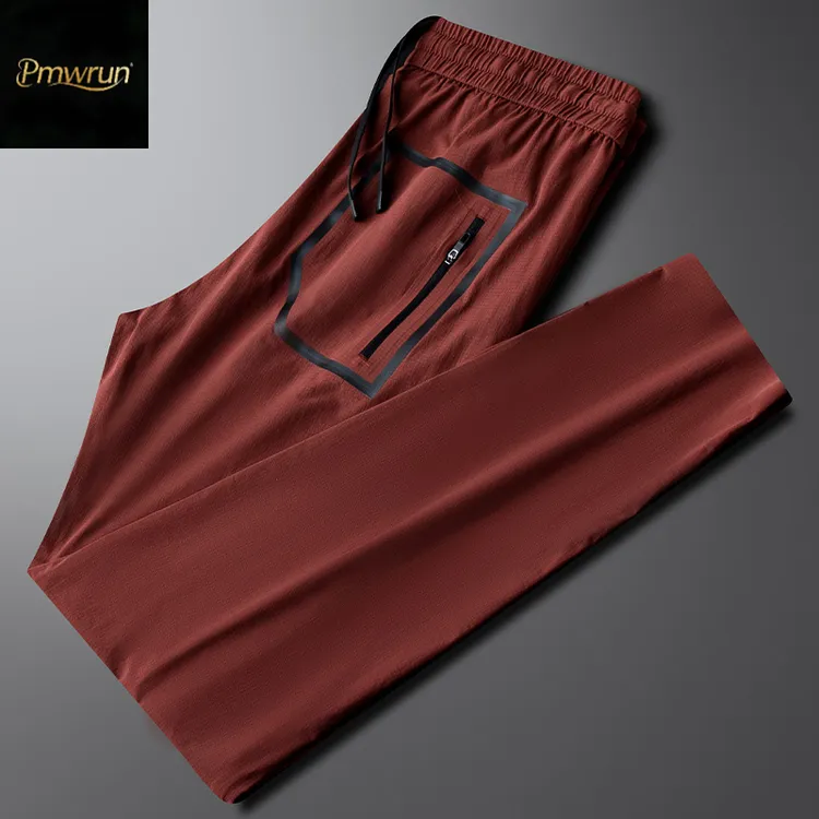 Pmwrun精致感口袋拉链休闲运动裤新款夏季薄款弹力速干男士卫裤