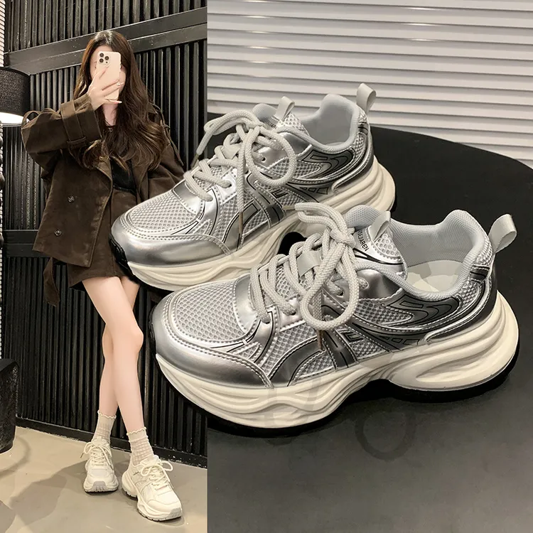 老爹鞋2025秋季双网厚底百搭老爹鞋女ins超火潮时尚休闲老爹鞋