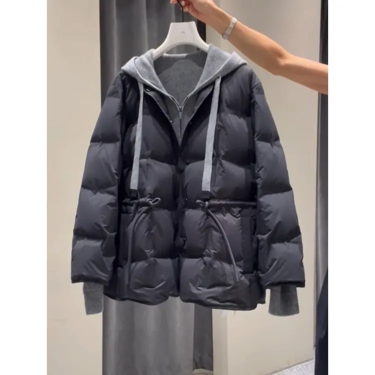 高级感气质黑色棉服女2025冬季新款小个子韩系设计感时尚保暖外套