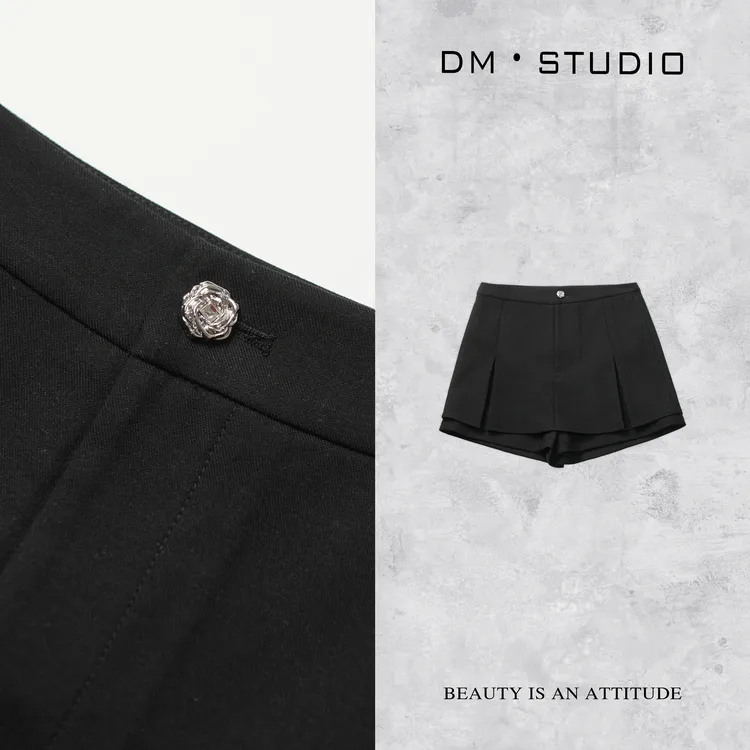 DEDM•STUDIO/极简百搭休闲减龄时尚纯色短裤裙（2503DK/QL98063）