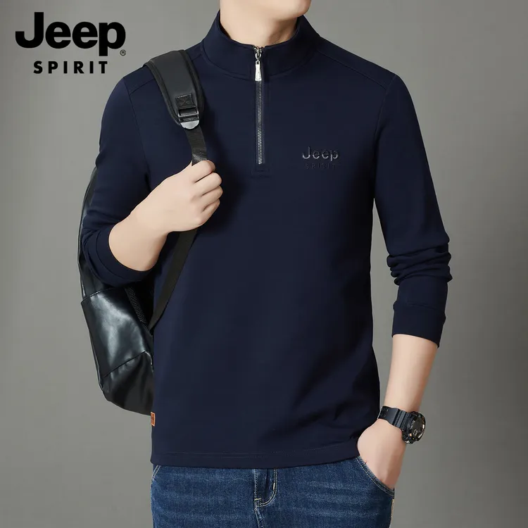 JEEPSPIRIT冬季男士卫衣半拉链立领绣标加厚时尚休闲纯色打底衫