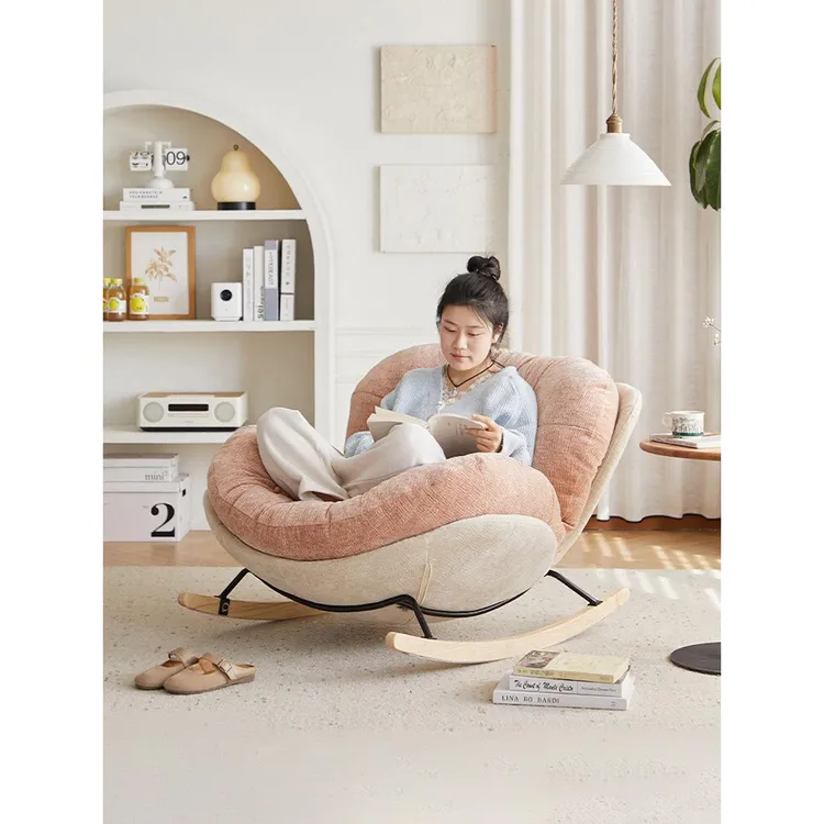 FAVMARTHA摇摇椅躺椅成人可睡觉奶油风单人蛋壳阳台家用休闲椅客