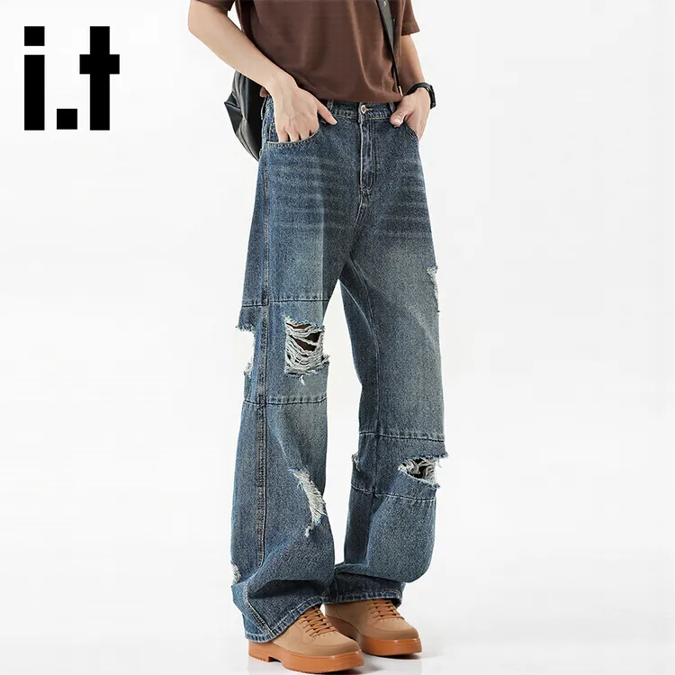 it:CHOCOOLATE2025新款秋季美式个性破洞牛仔裤男潮牌小众阔腿裤