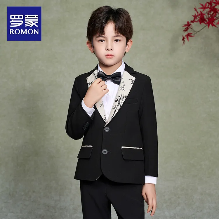 罗蒙儿童西装套装男童2025新款国风新中式礼服小主持人钢琴演出服