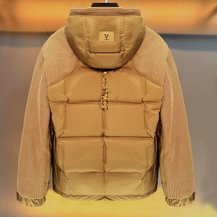 NENMIHONCHE/内米霍切欧霍轻奢拼接麦穗连帽羽绒服男冬季短款外套