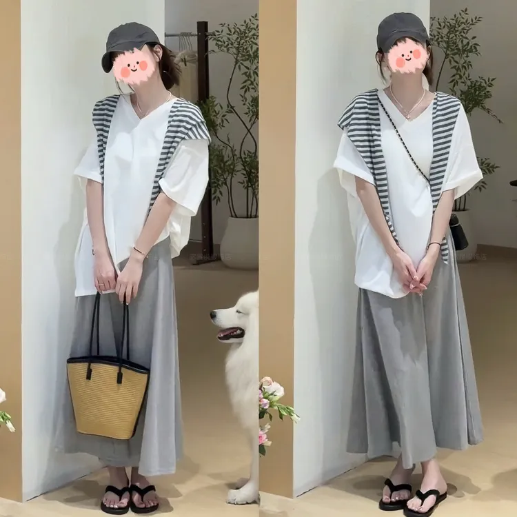 2025夏季新款韩系千金贵气风上衣T套装舒适显瘦连衣裙洋气衣服女