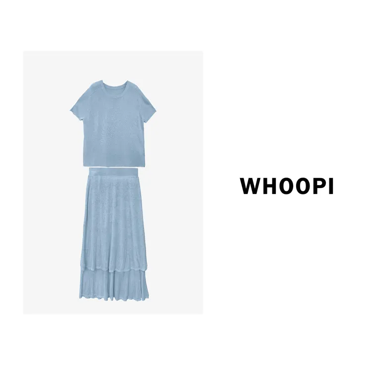 【Whoopi】【松弛王】简约chic莱赛尔圆领宽松上衣高腰半裙套装
