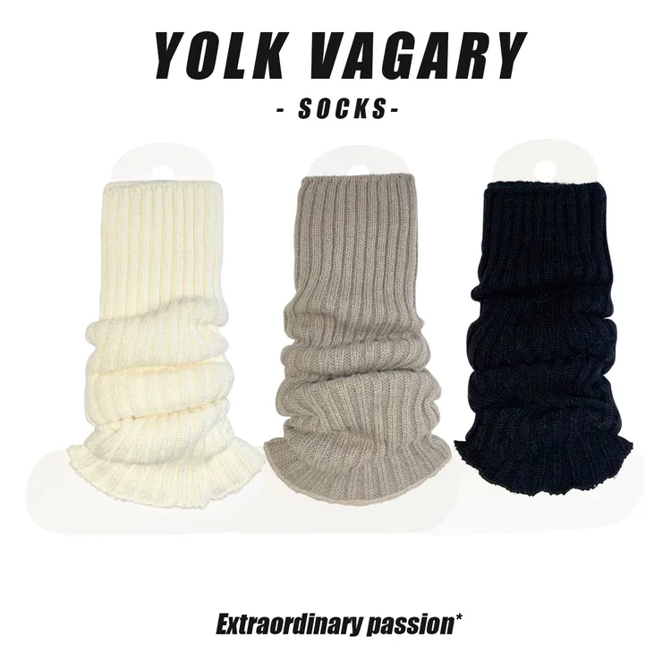 dd好袜噻-冬季保暖加厚袜套女堆堆袜羊毛袜配雪地靴日系条纹腿套