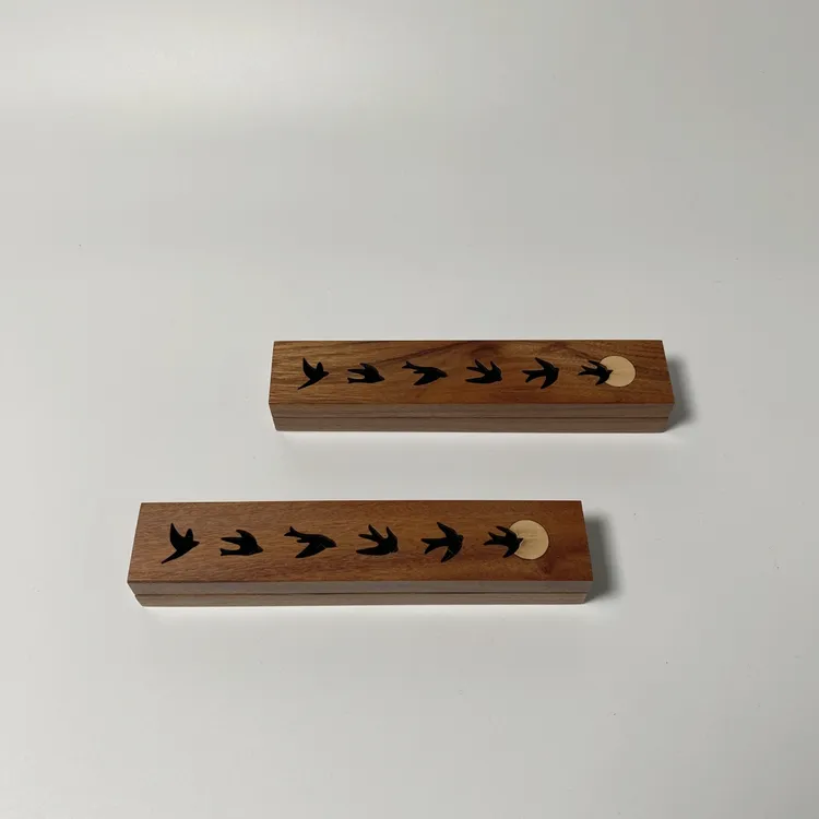 飞燕卧香炉 新款酸枝木熏香炉红木酸枝镂空线香盒燕子卧香盒