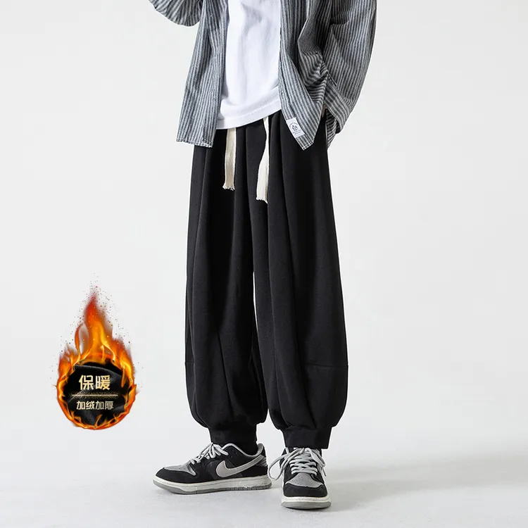 黑色日系灯笼裤子男生春秋抽绳阔腿运动卫裤大码宽松束脚休闲长裤