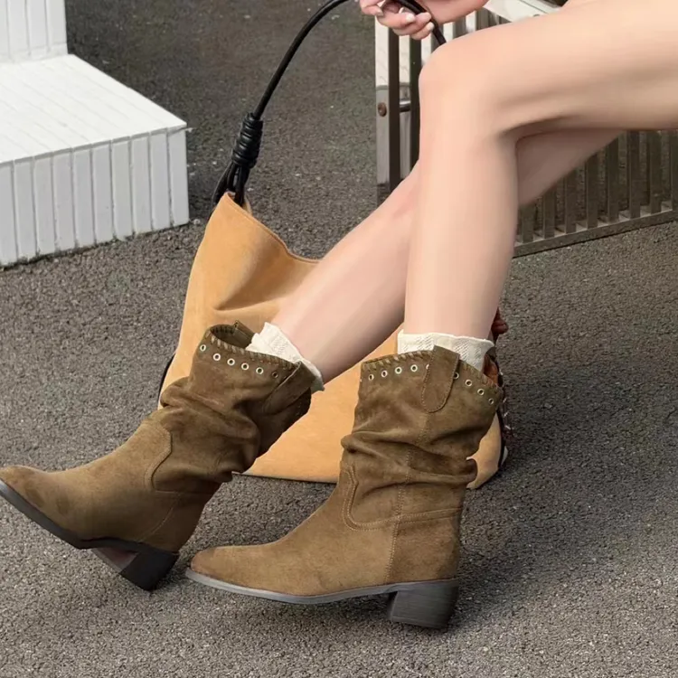 短筒堆堆靴时装靴高跟女鞋秋冬高筒英伦筒靴