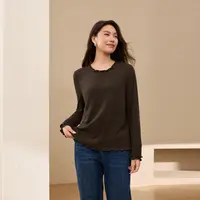 【别致木耳边设计感百搭针织衫】纤莉秀W大码女装优雅温柔风QK4436