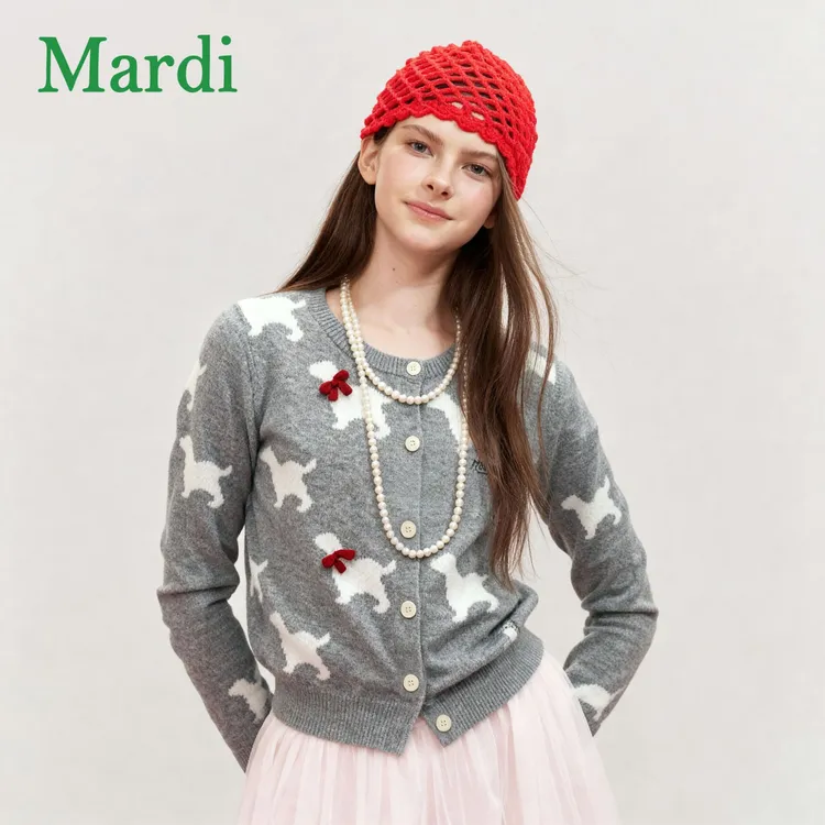 Mardi【腊肠狗】新款秋季ins风温柔慵懒时尚百搭羊绒开衫MZZ2542052