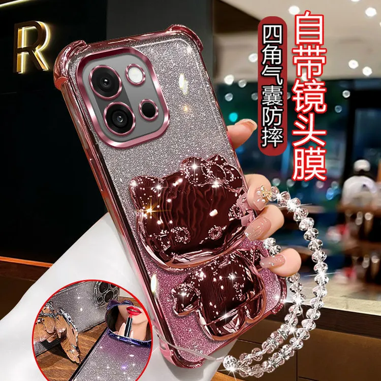 适用一加13T手机壳自带镜头膜PKX110轻奢女全包兔子支架软壳防摔.