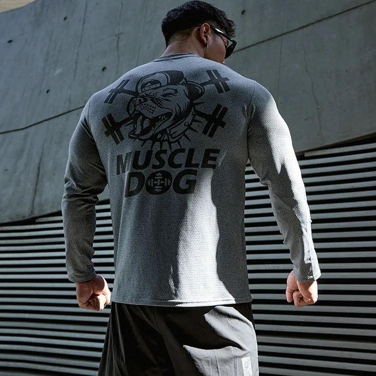 MUSCLEDOG肌肉狗 男士运动健身长袖T恤秋季跑步训练户外紧身衣男