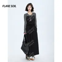 【FLARE SOIL】（现货） 条纹打底吊带连衣裙真两件套装 T4469AB