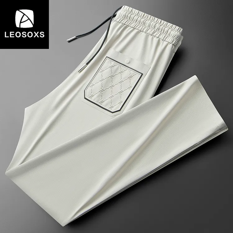 夏季高端时尚抗皱冰丝裤男士速干运动休闲裤薄款修身直筒卫裤男款