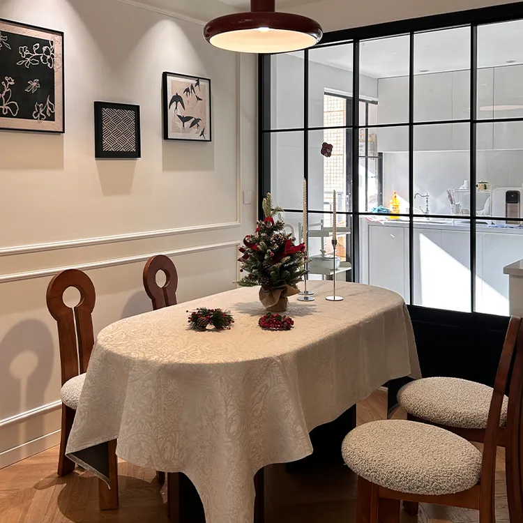 氛围感立体提花餐桌布轻奢高级感法式中古风复古高端防水茶台几布