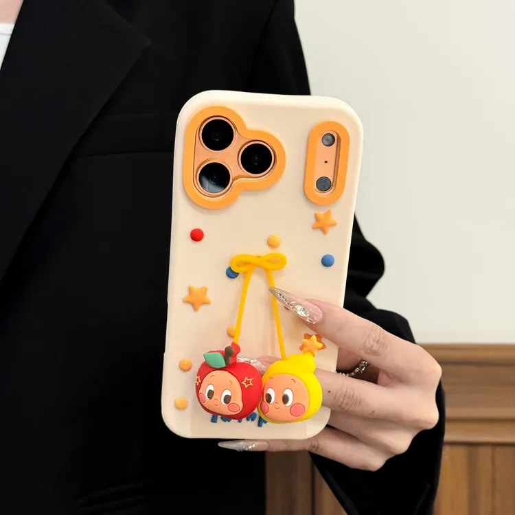 立体吊坠星星人适用于苹果17promax/15/14手机壳iphone16卡通防摔