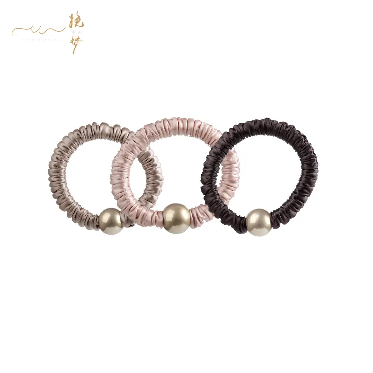 韩系新款时尚小清新百搭三色贝珠面膜发圈4487（三色一组）