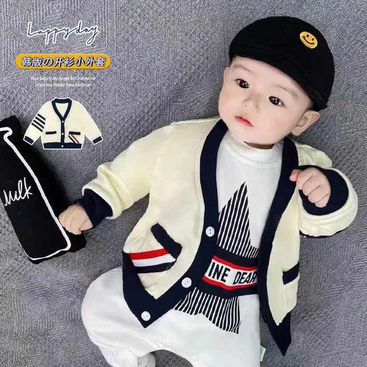 婴儿纯棉连体哈衣宝宝外套春秋纽扣开衫外套可爱超萌婴儿鸭舌帽子