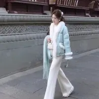 新中式国风网红气质羽绒棉服女冬新款高级感小个子轻薄白鸭绒外套