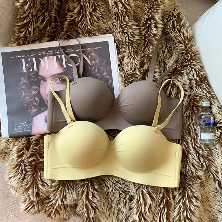 【品牌撤店】无痕无肩带小胸聚拢上托舒适型无钢圈光面美背学生文胸