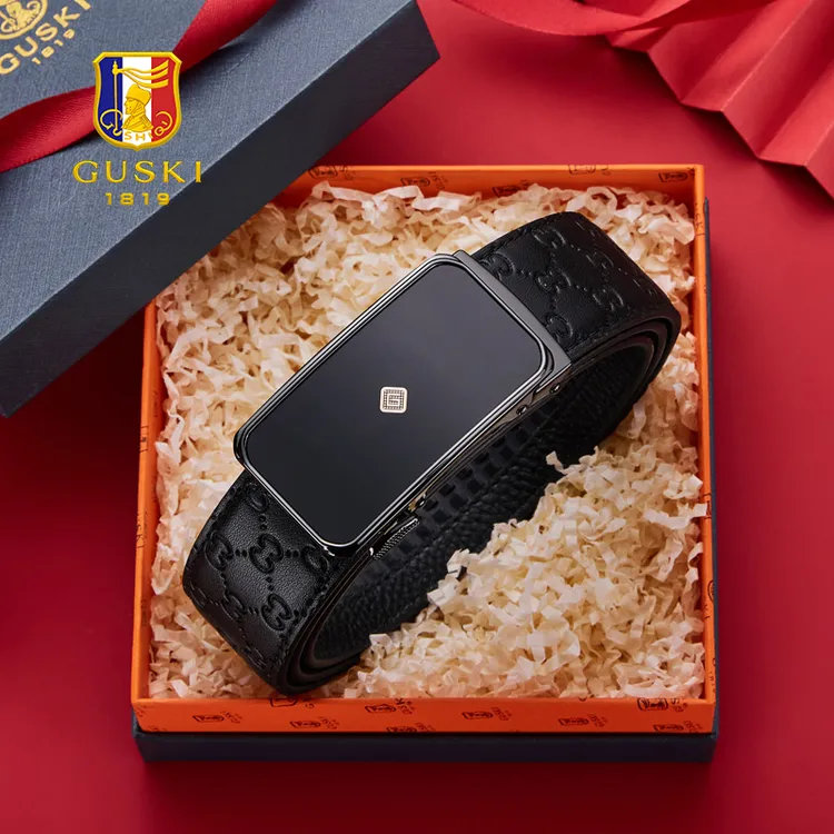 【生日礼物】GUSKI真皮男款皮带自动扣腰带高档商务生日送男友实用