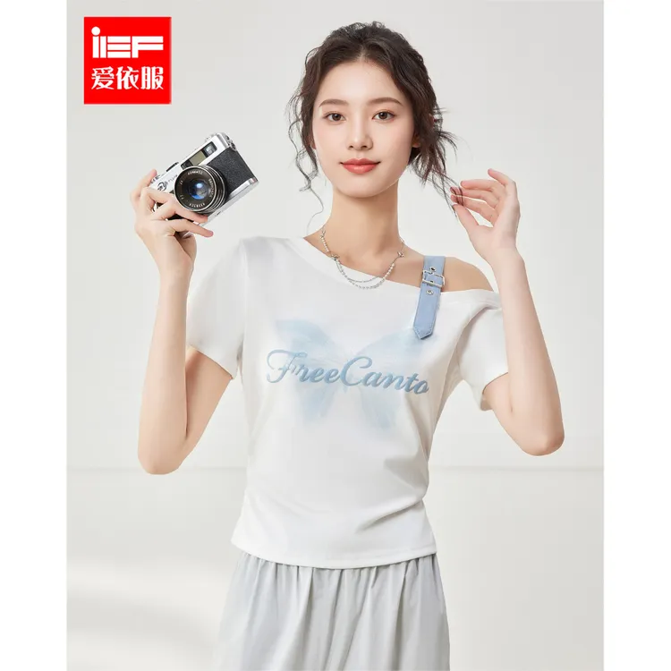 IEF/爱依服2025夏季新款美式甜酷休闲辣妹气质设计感短款修身上衣