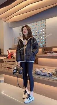 「轻盈暖萌」拼色连帽高级棉服 冬季新款小个子中显瘦保暖外套