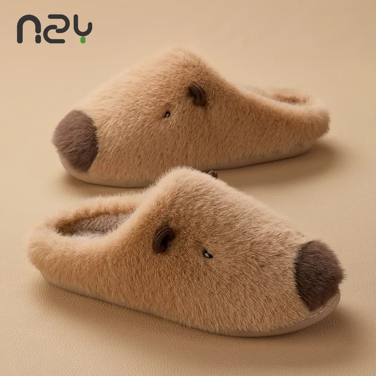 包后跟卡皮巴拉毛毛棉拖鞋男女冬季2025新款居家棉鞋保暖毛绒情侣