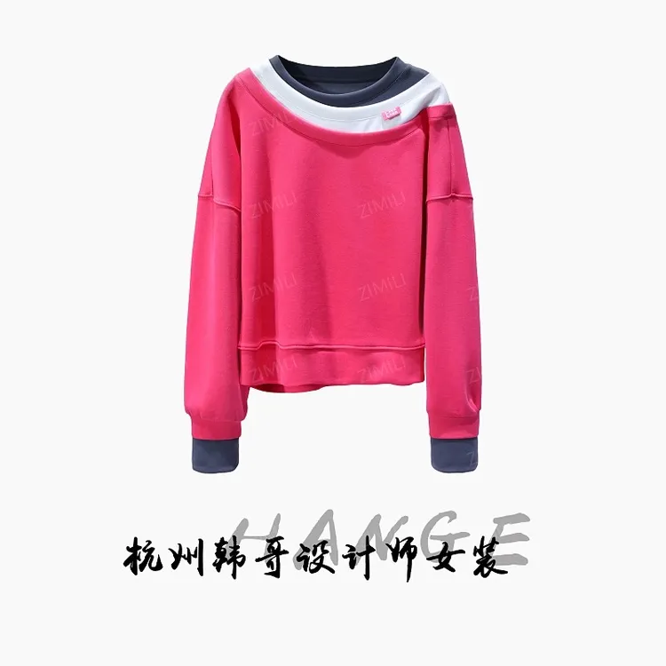 【韩哥欧货女装】2025冬季加厚《绽放》三色拼假三件休闲卫衣5720-K4