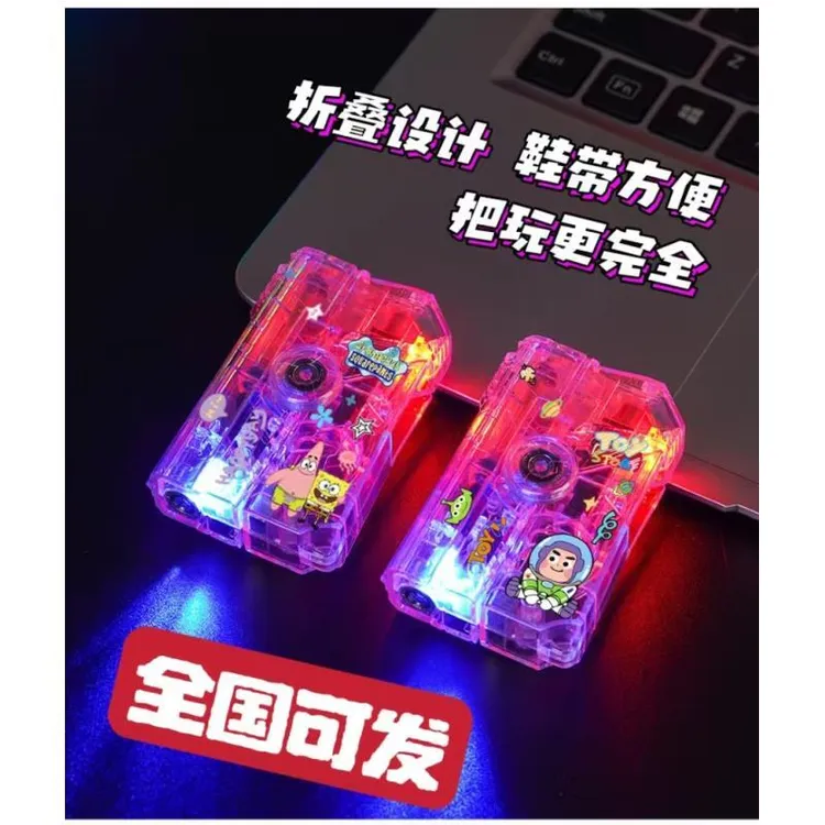 炫彩发光手指陀螺解压充气打火机透明彩印卡通图案点烟器送男友