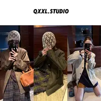邱小小丽呀 秋季新款高级感V领西装外套女百搭廓形宽松时髦西服