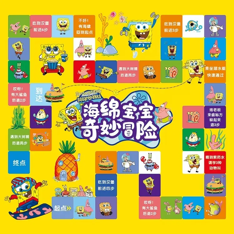 儿童飞行棋海绵宝宝闯关大冒险游戏棋幼儿寻宝棋亲子互动益智玩具